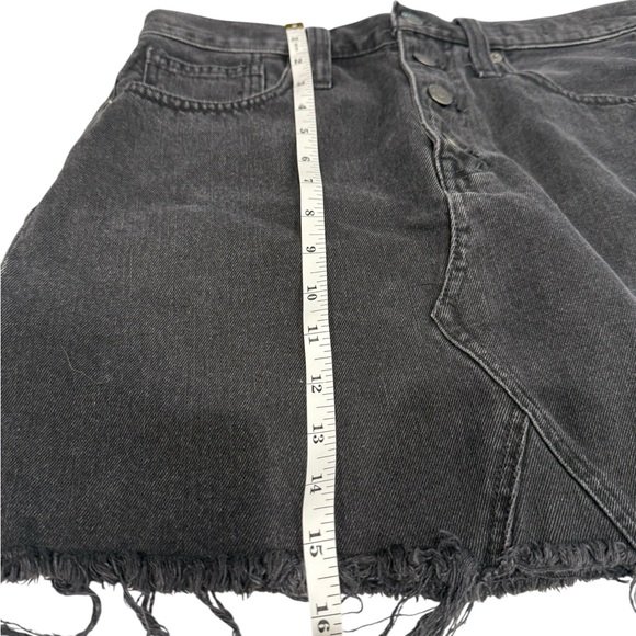 Madewell Rigid Denim A-Line Distressed Black Mini Skirt- Size 28 - Picture 6 of 7